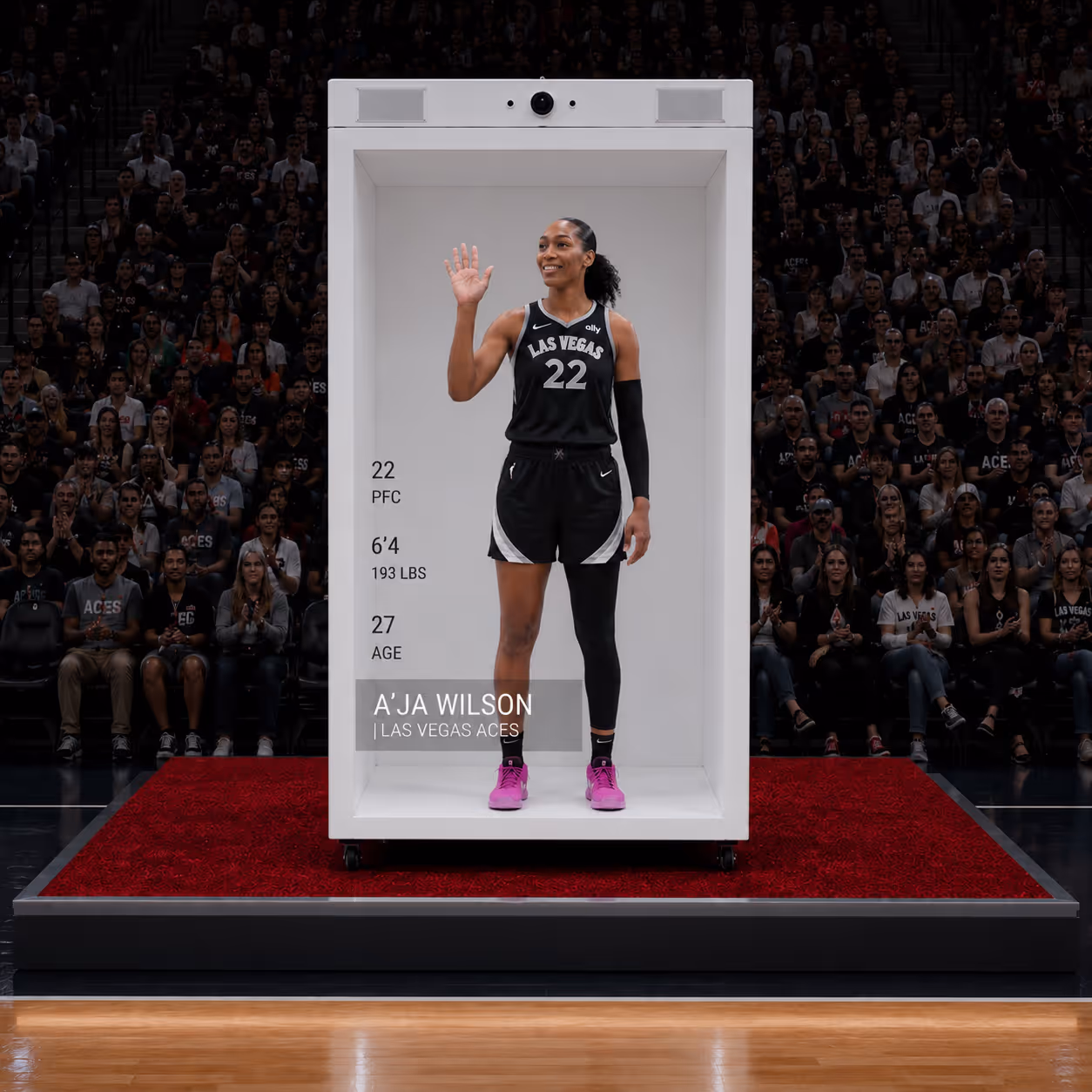 Life-size HoloBox hologram used for live sports broadcasting and television production operations.
