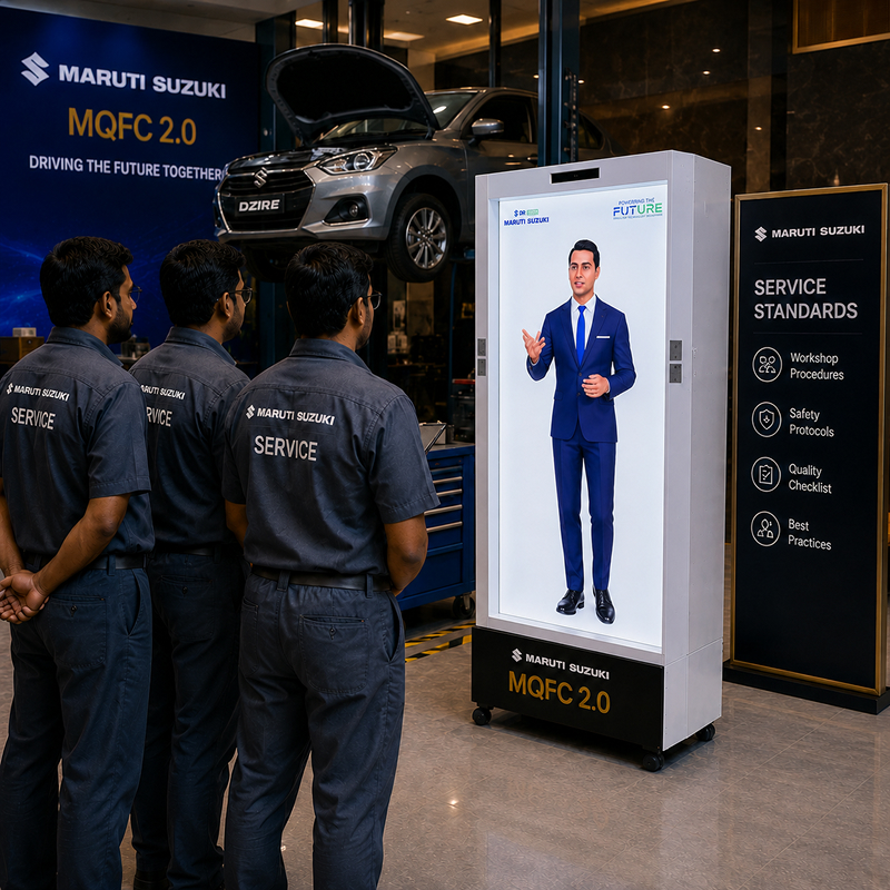 Hitachi leadership appearing live through HoloBox holographic telepresence