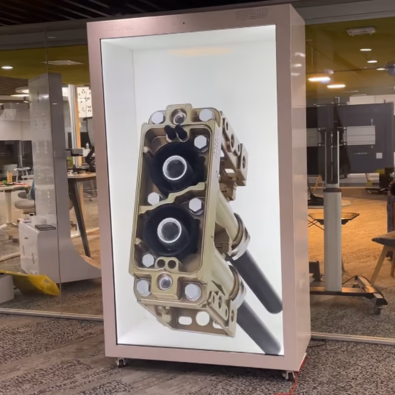 Hitachi leadership appearing live through HoloBox holographic telepresence