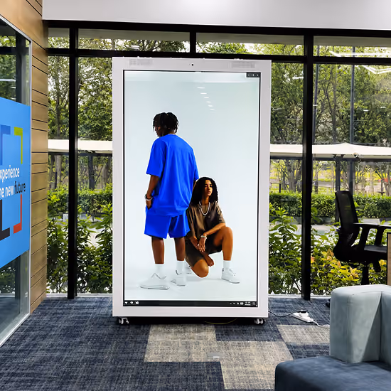 Hitachi leadership appearing live through HoloBox holographic telepresence