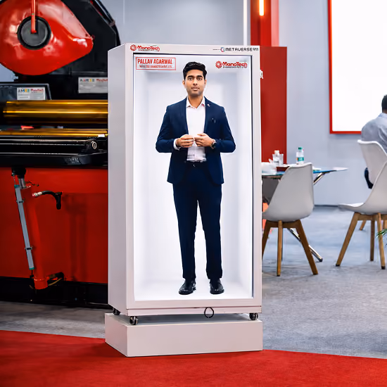 Life-size HoloBox holographic display showing a trainer