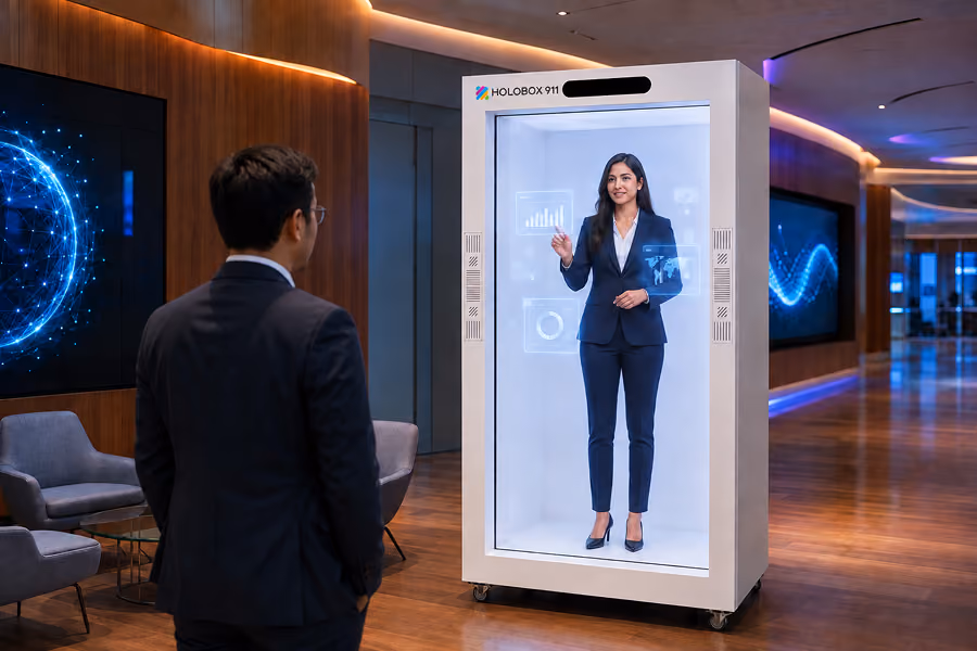 Employee engagement hologram experience in a corporate learning space
