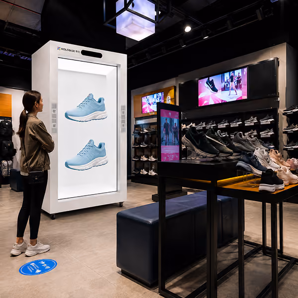 HoloBox hologram display used for a retail store grand opening event