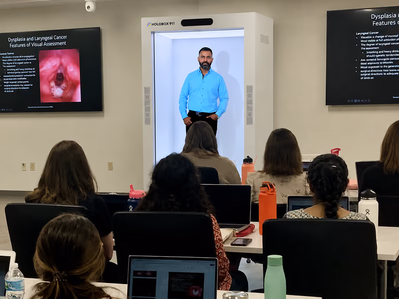 Life-size HoloBox holographic display delivering recorded product training