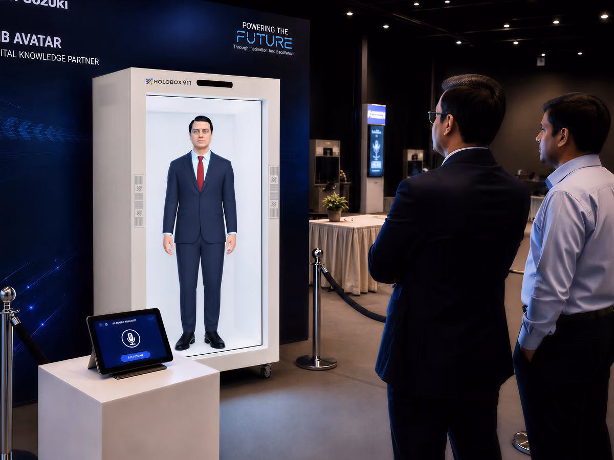 The HoloBox911 hologram display at Maruti Suzuki MQFC 2.0