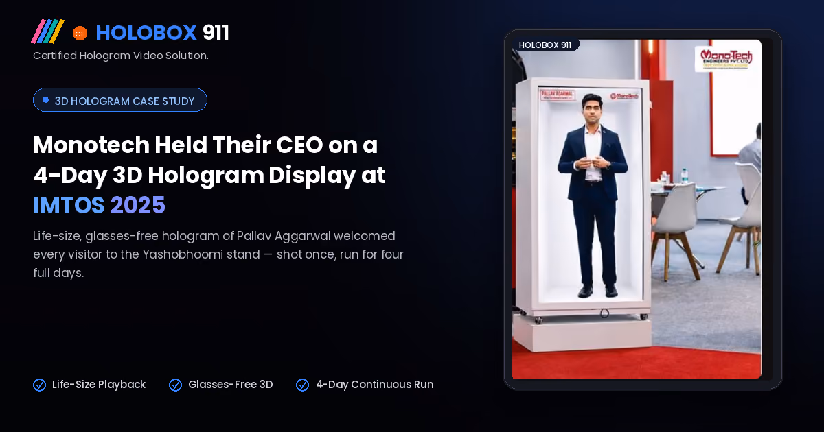 Monotech Engineers CEO as a 3D hologram at IMTOS 2025