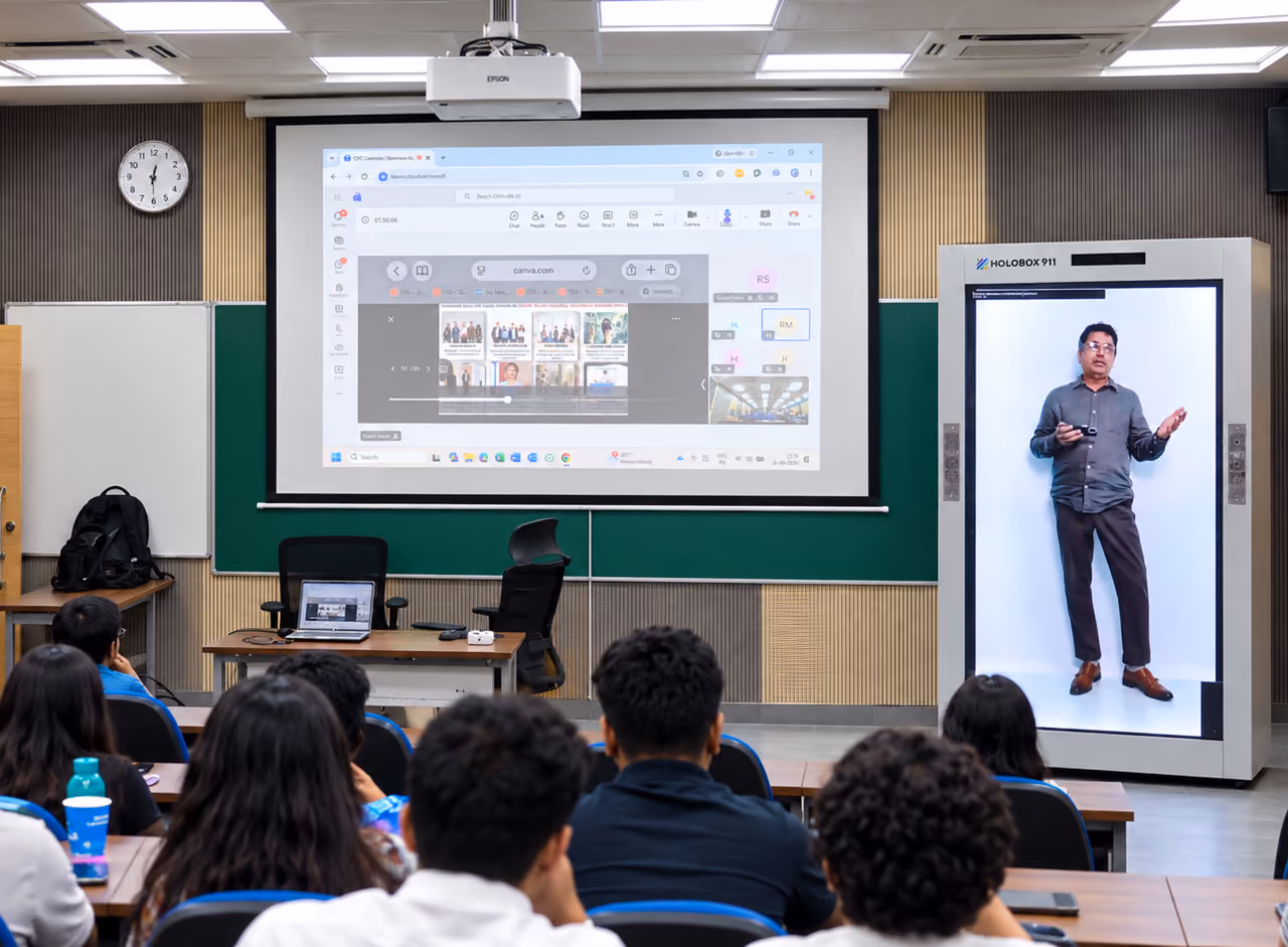 Live 3D hologram guest lecture at IMT Ghaziabad