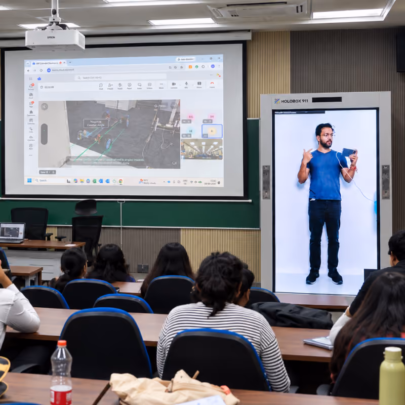 HoloBox911 holographic education session with students at IMT Ghaziabad