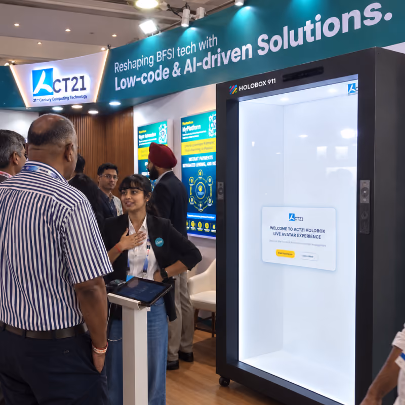 HoloBox911 showcasing BFSI and AI-driven solutions at ACT21 event