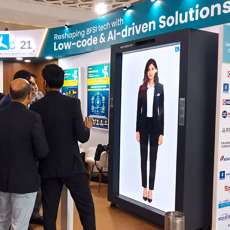 HoloBox911 attracting visitors at the ACT21 technology exhibition booth