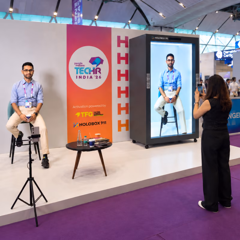 Live hologram telepresence beaming a presenter life-size onto an event stage