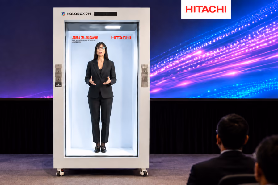 HoloBox911 life-size hologram display used at a corporate event