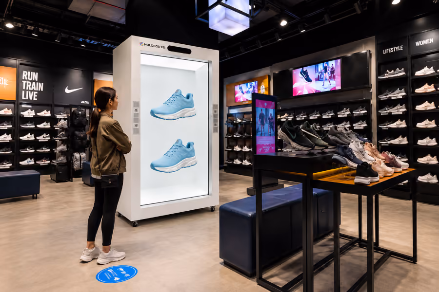 HoloBox hologram display used for a retail store grand opening event