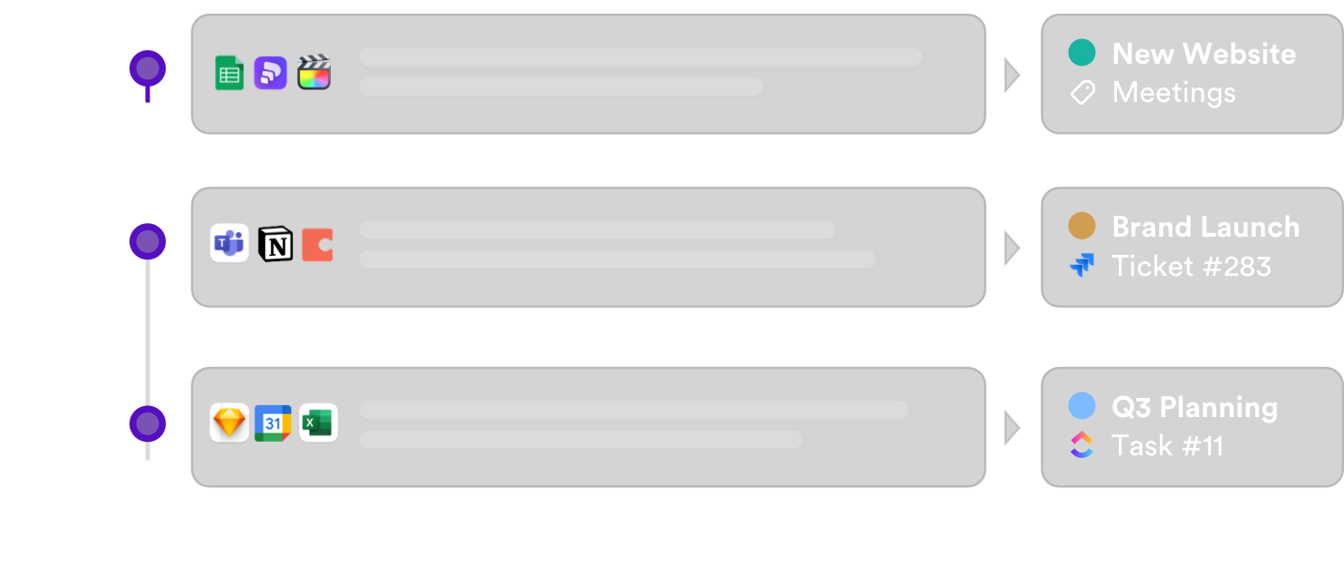 Screenshots of Timely software, including week view and task view
