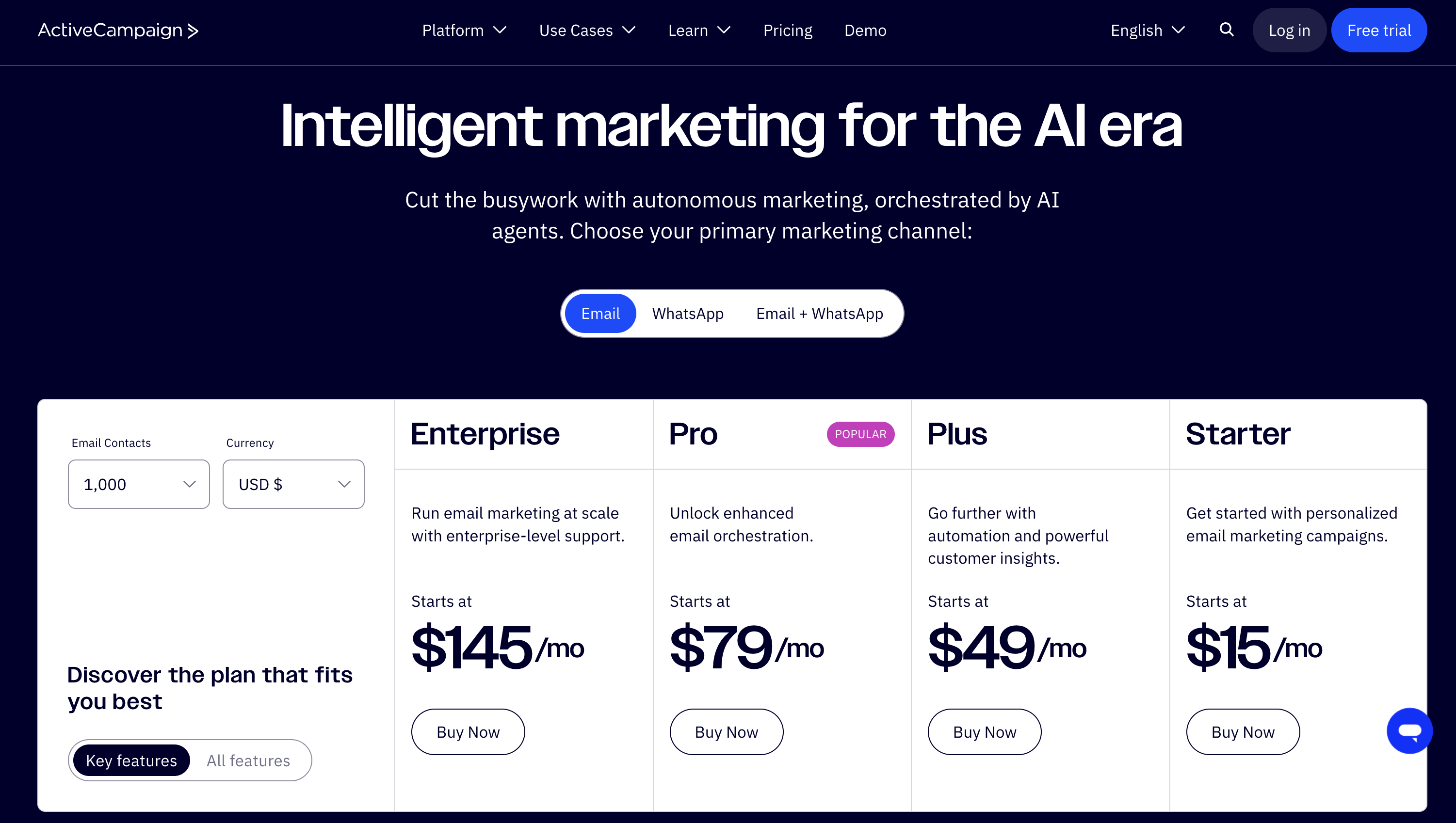 Activecampaign vs AWeber, Activecampign pricing