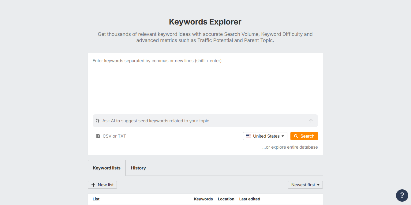 Ahrefs keyword explorer