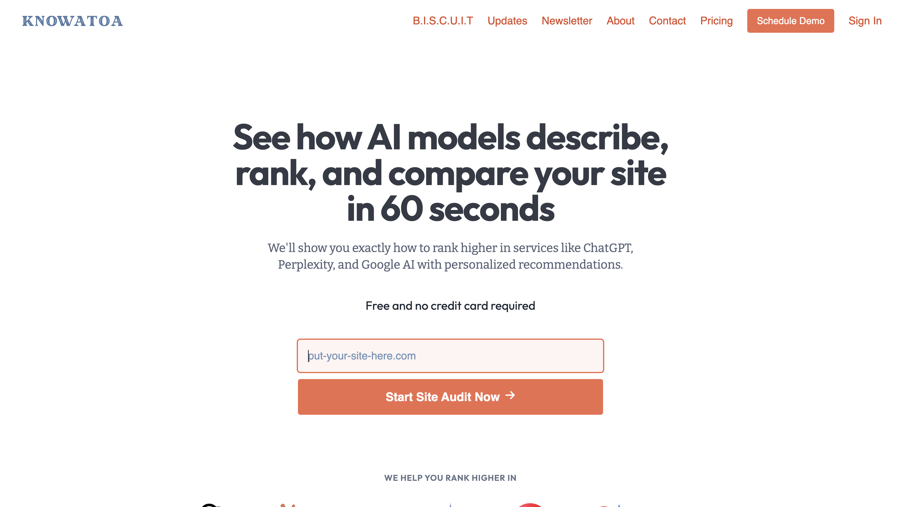 Knowatoa website main page