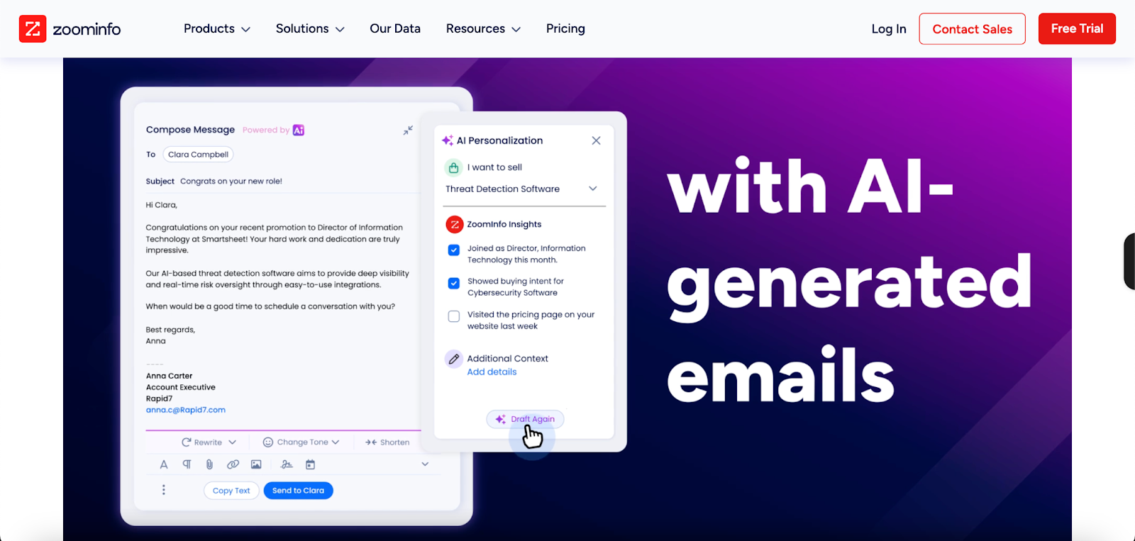ZoomInfo AI email