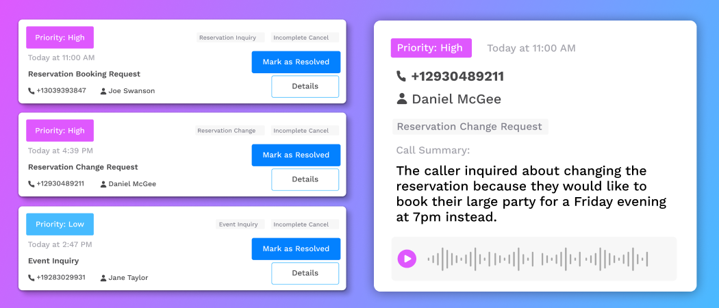 Slang dashboard, best ai receptionist software