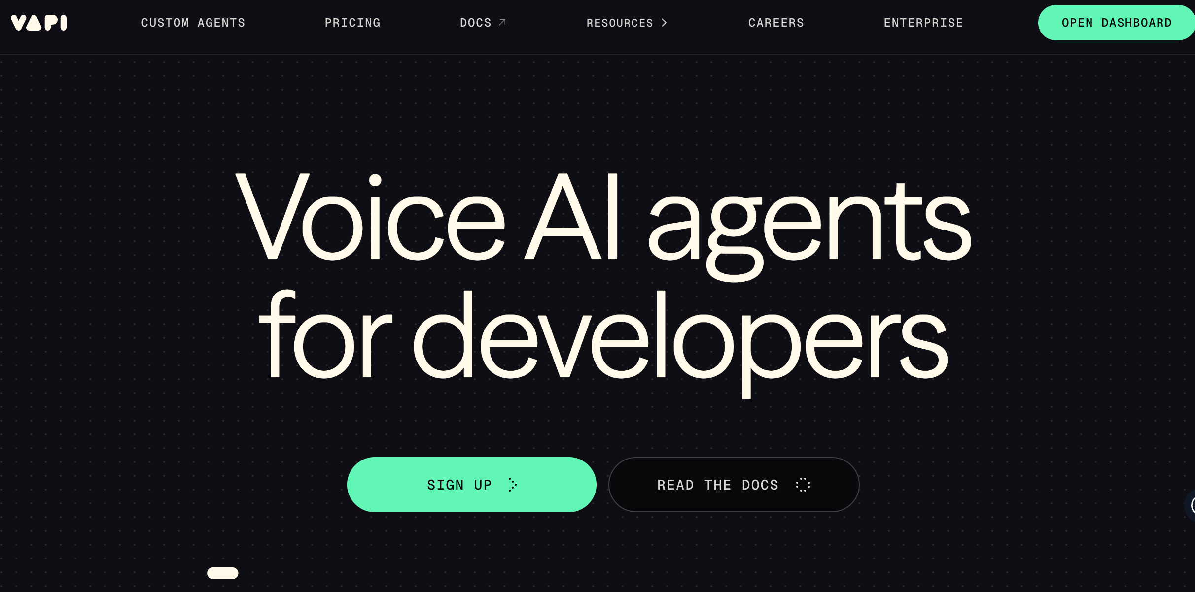 Vapi AI voice agent home page