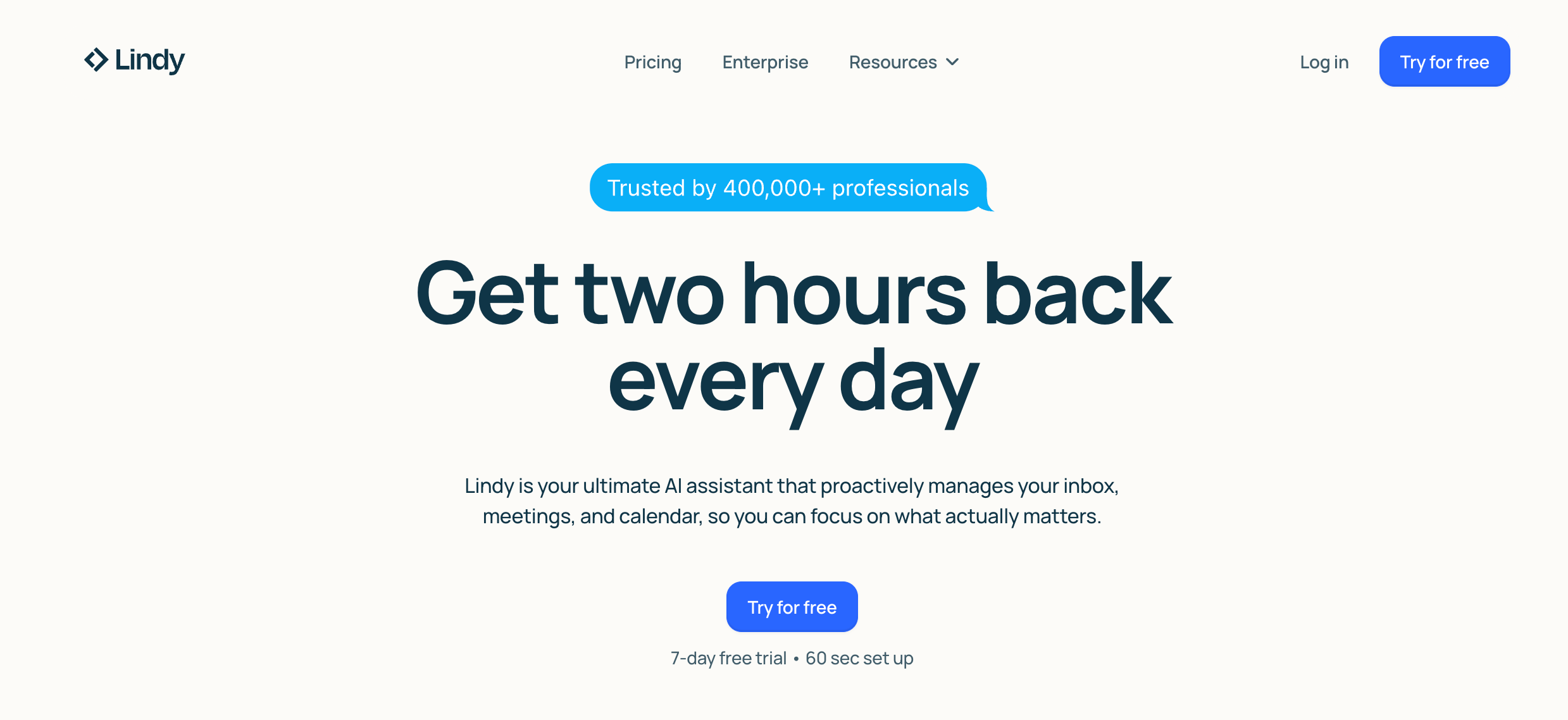 Lindy AI assistant home page