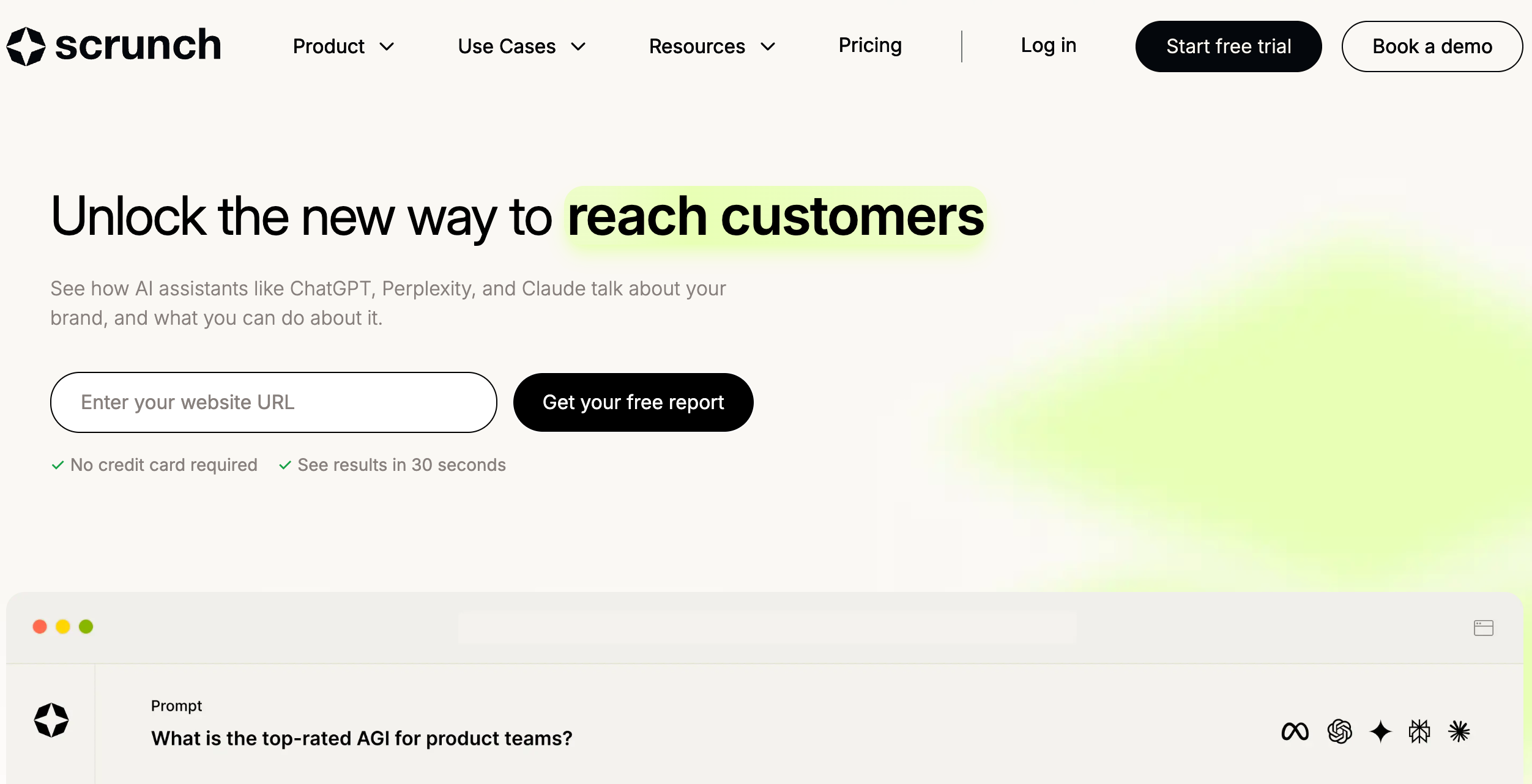 Home page of Scrunch AI - Profound alternatives 