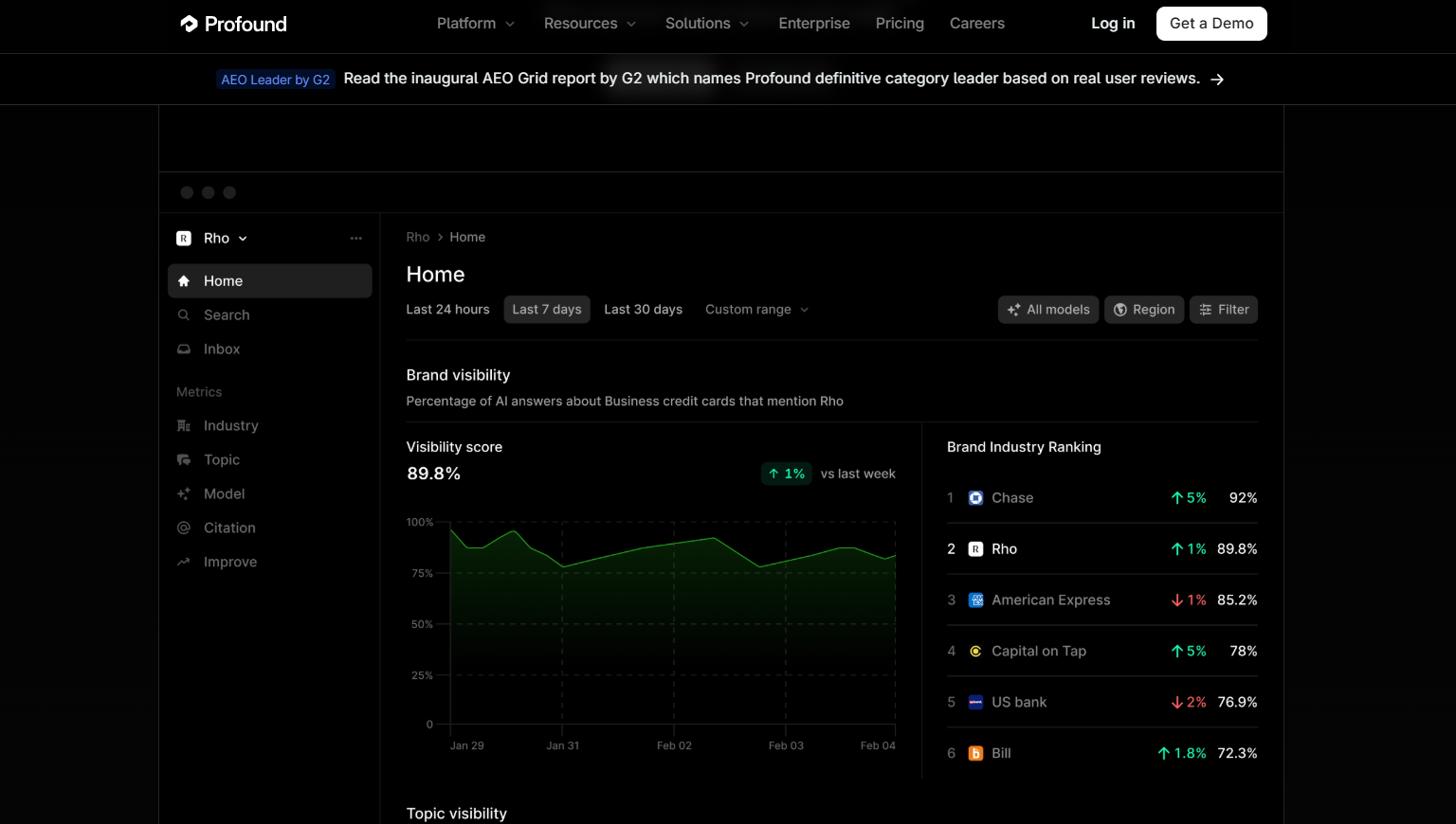 Peek.ai alternatives-Profound dashboard