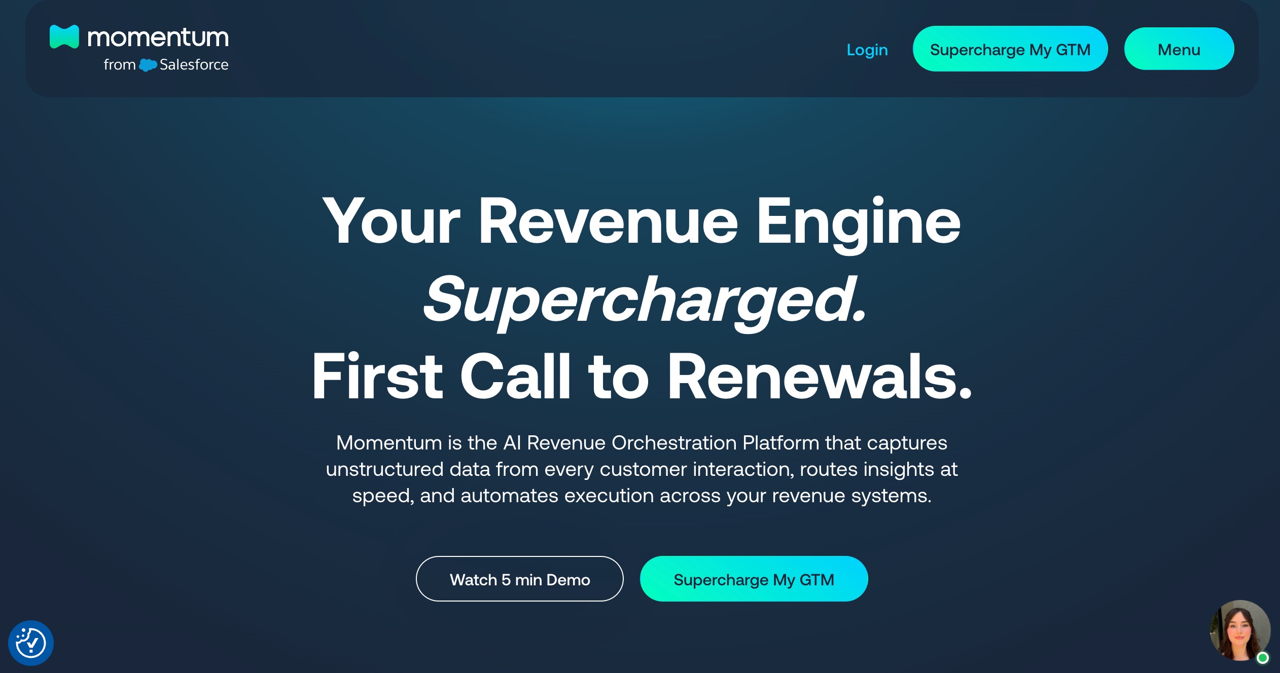 Momentum.io -- an AI-powered revenue orchestration platform's home page