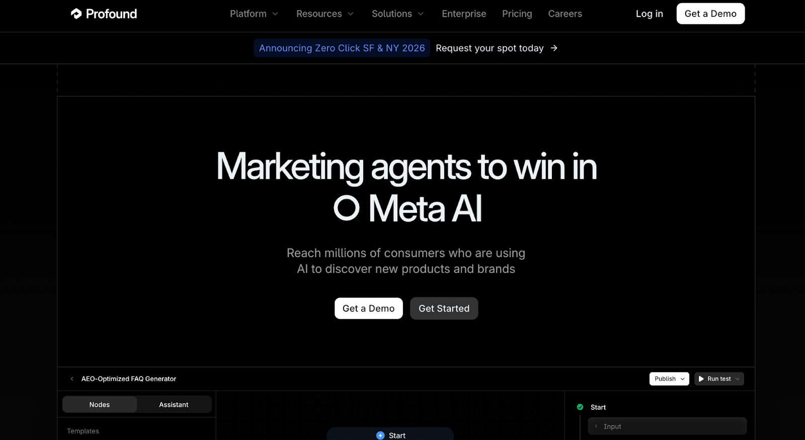 Profound's main page