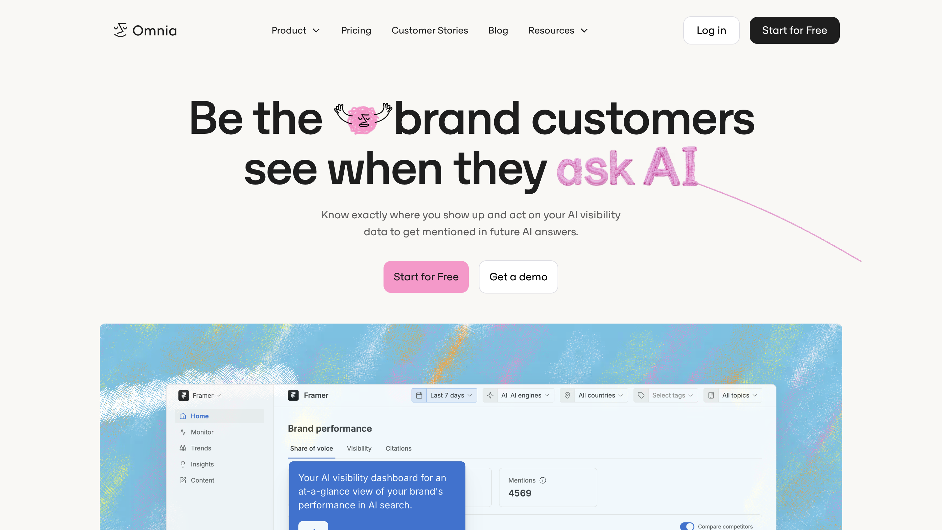 Omnia website homepage