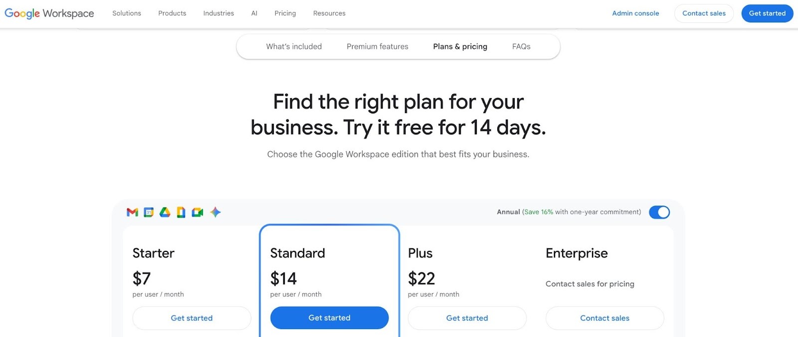 Find a right pricing plan for your business with Google Workspace