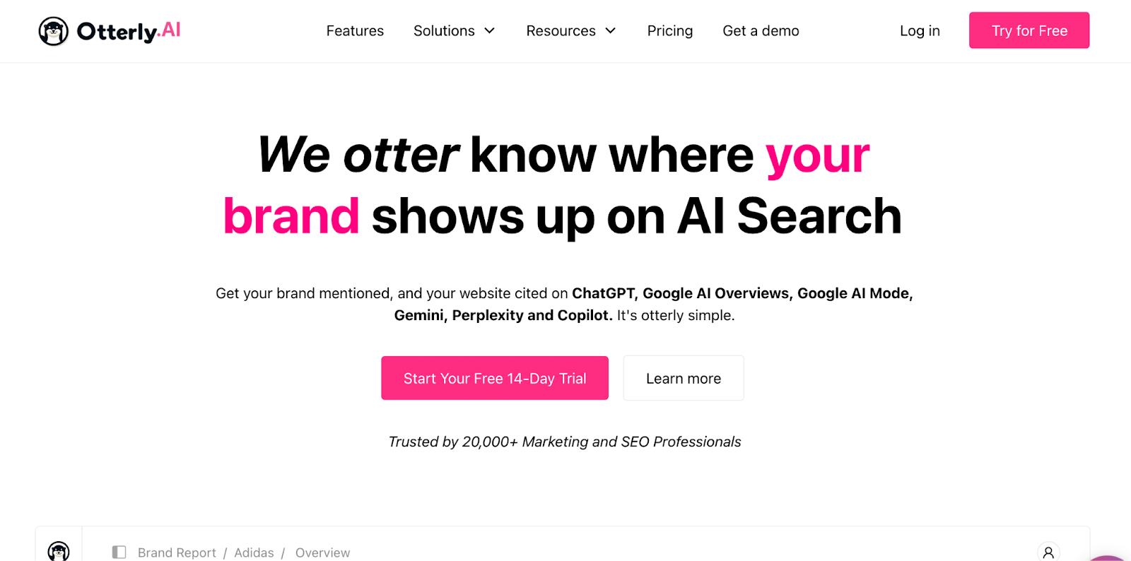 Best AI content optimization tools - Otterly AI home page