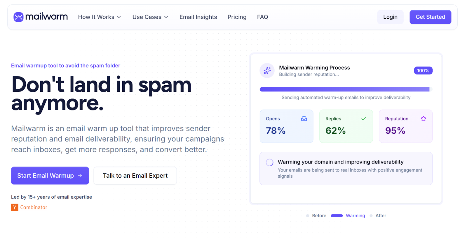 Mailworm email warmup tool home page
