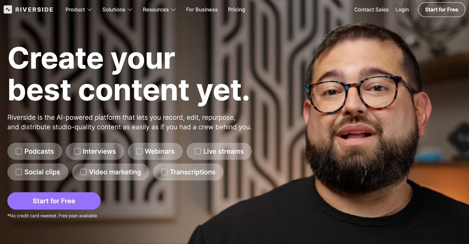 Best AI Marketing Tools - Riverside home page