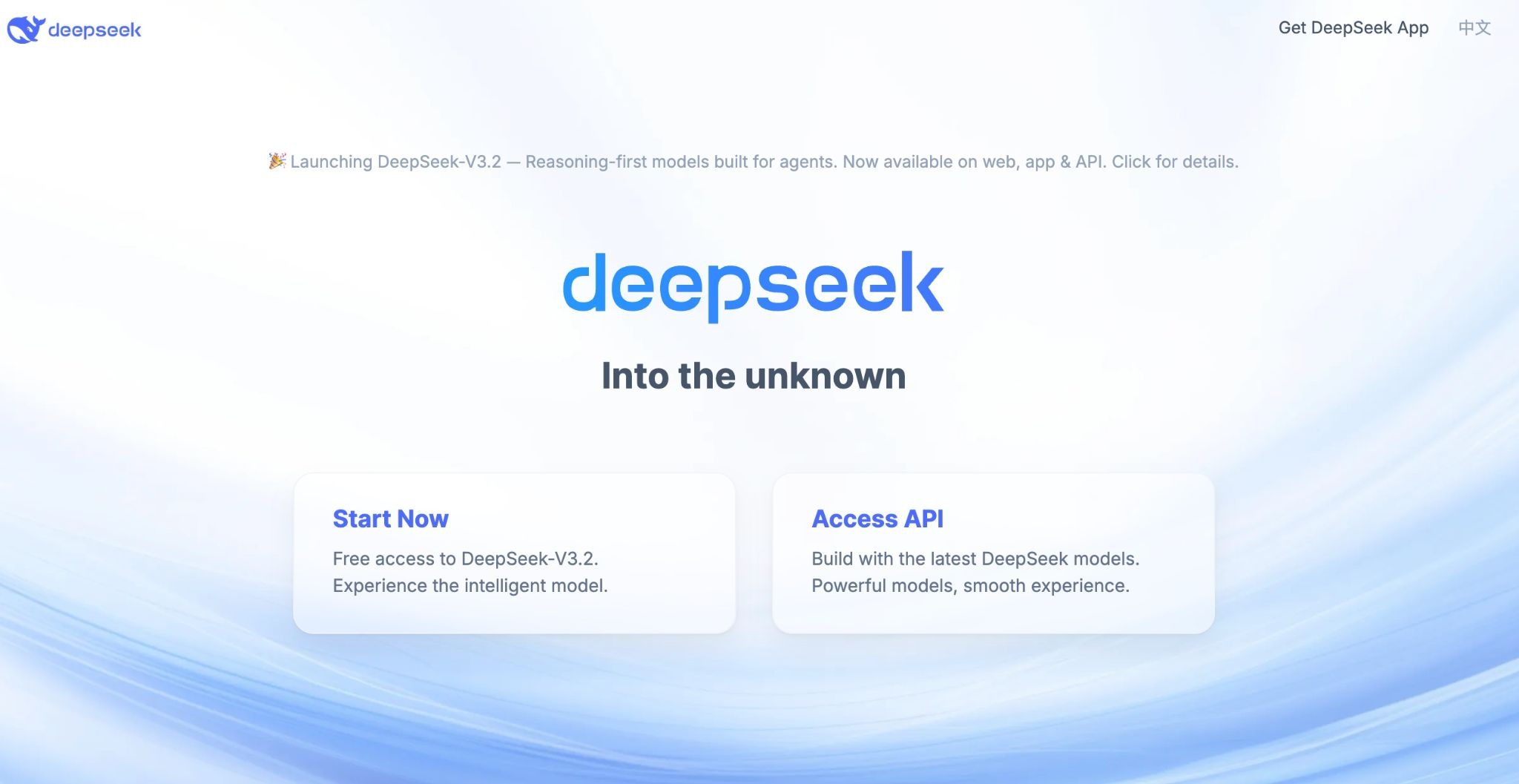 DeepSeek's home page
