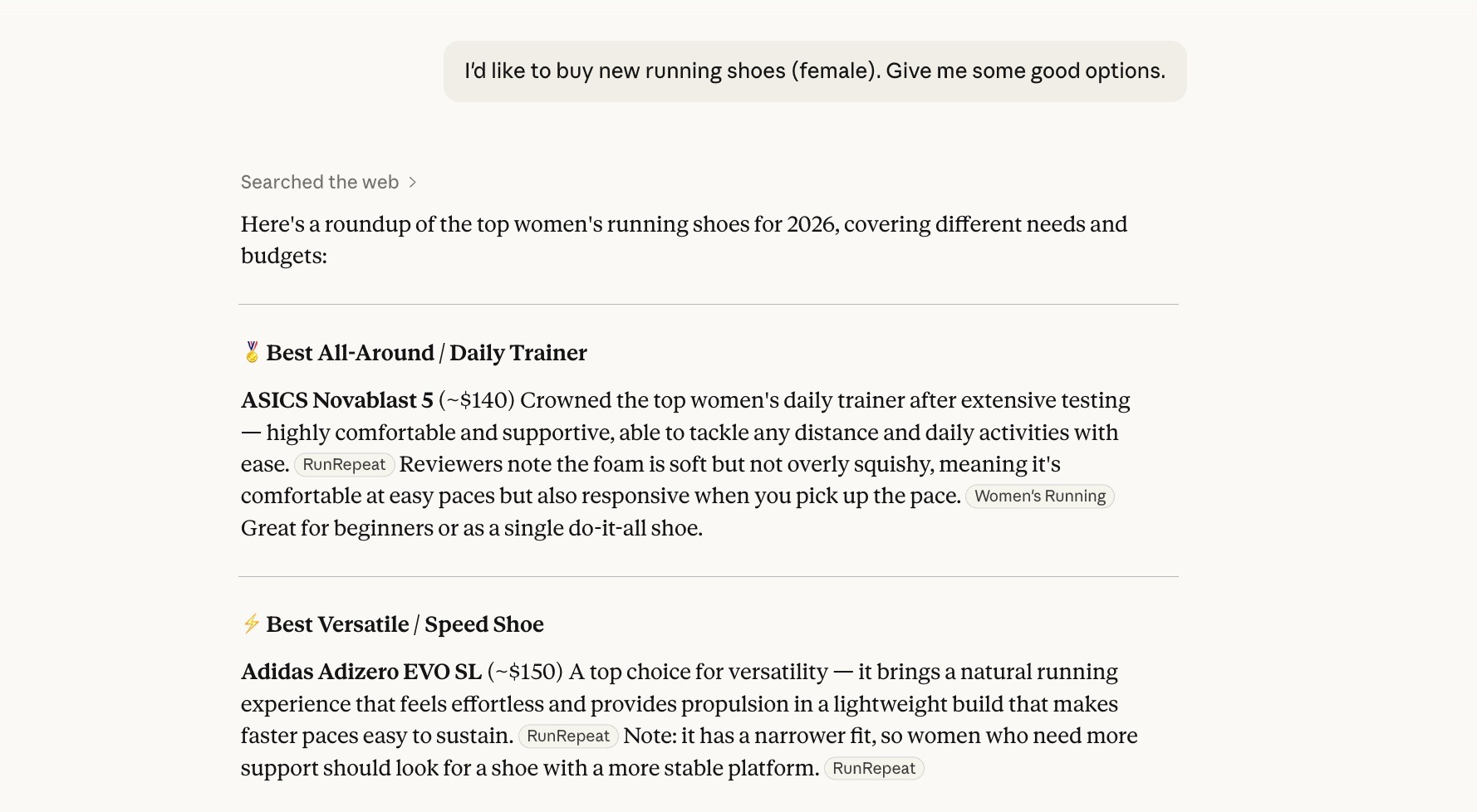 Screenshot illustrating how brands mention words in LLMs