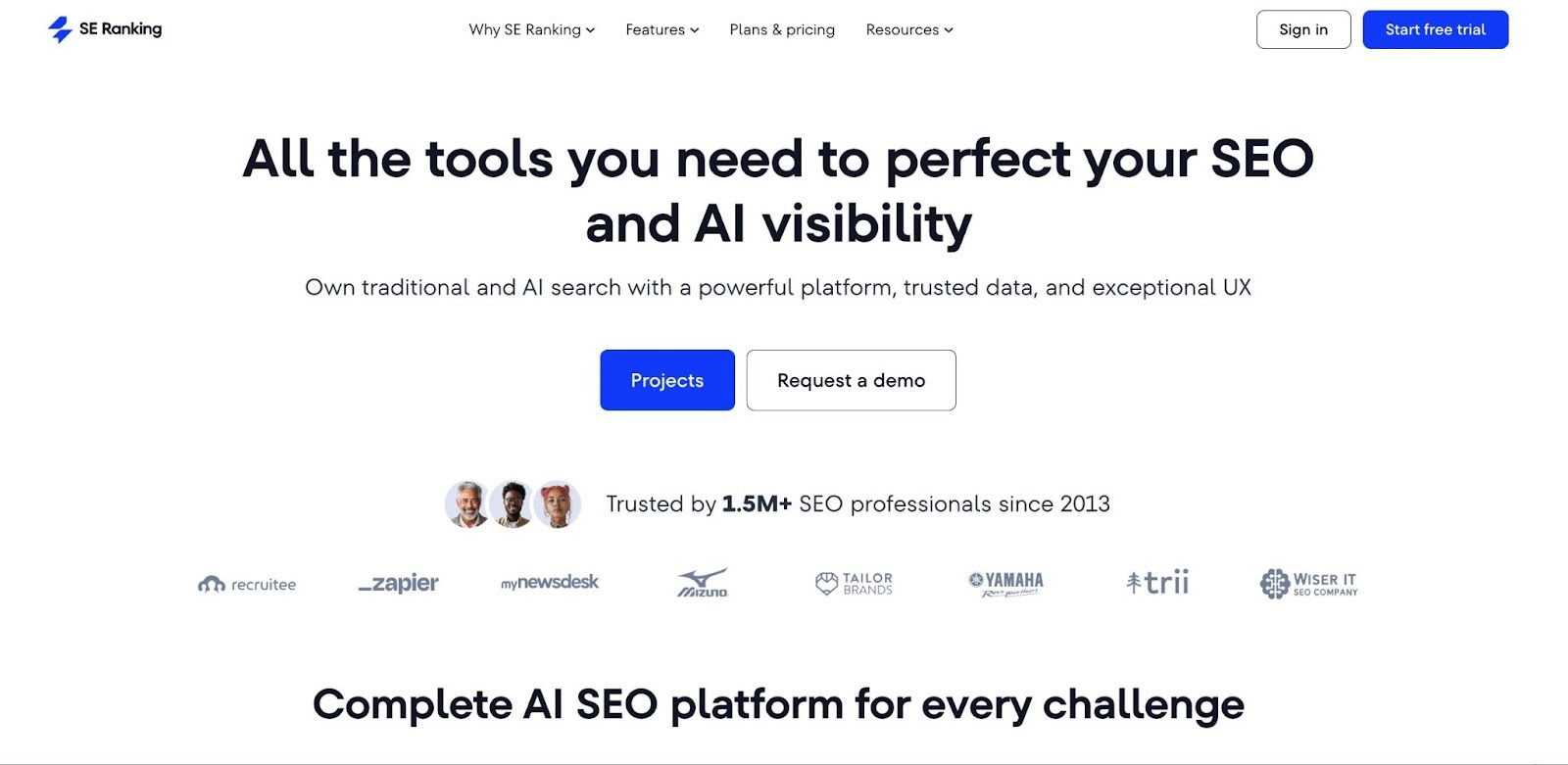 SE Ranking home page