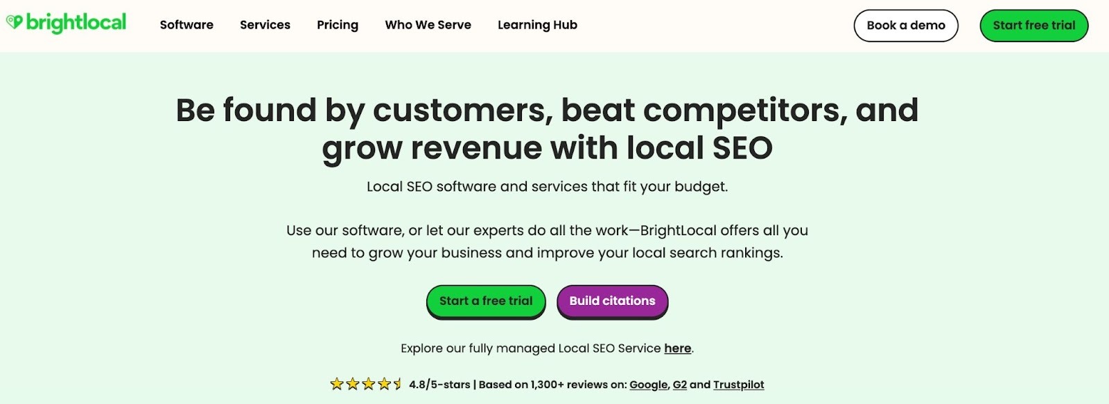 BrightLocal home page