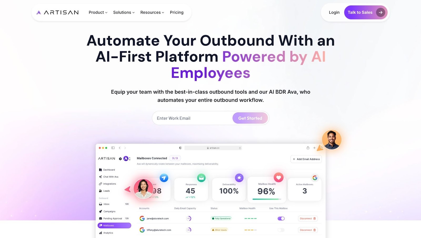 Best cold email software - Artisan