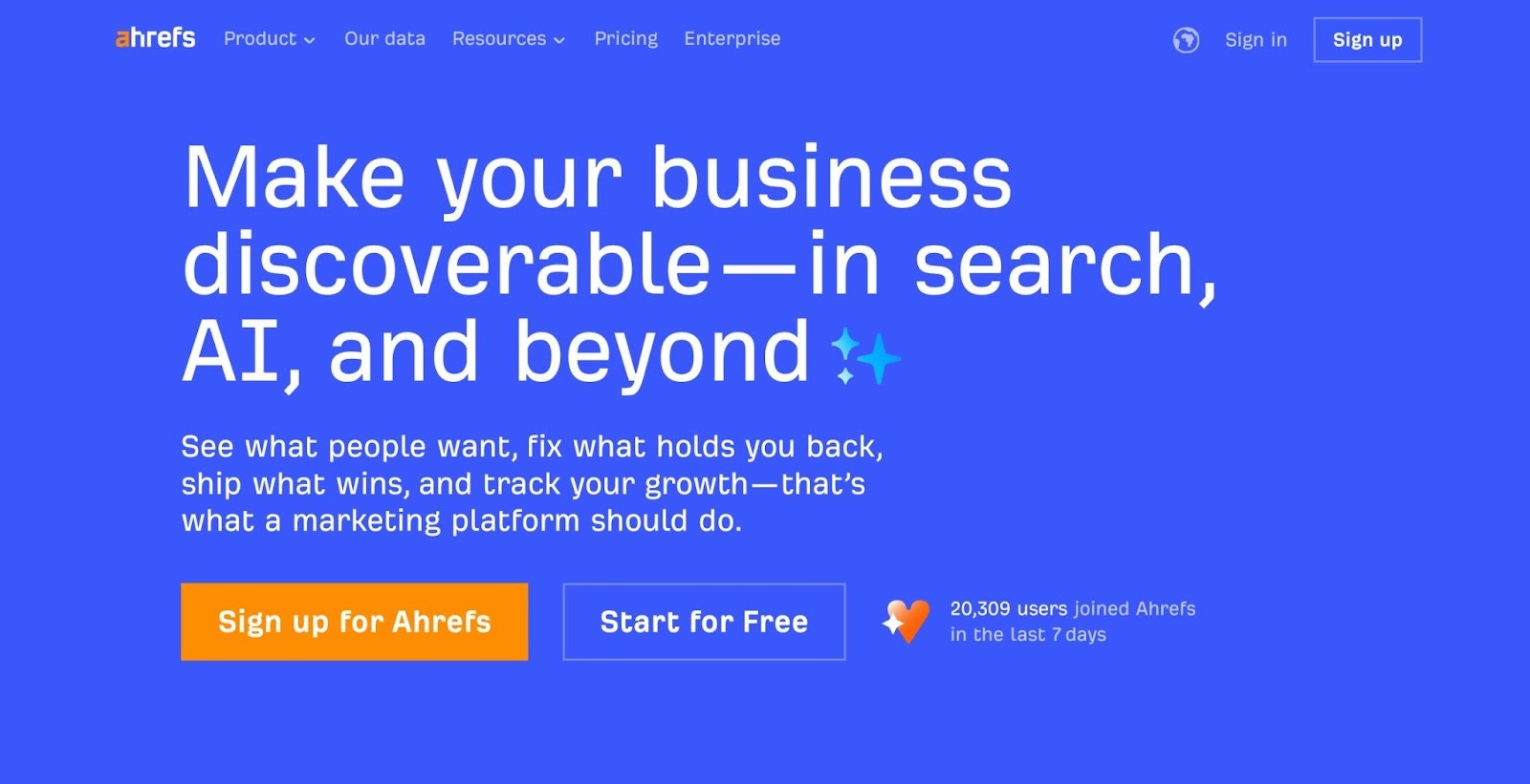 Ahrefs home page