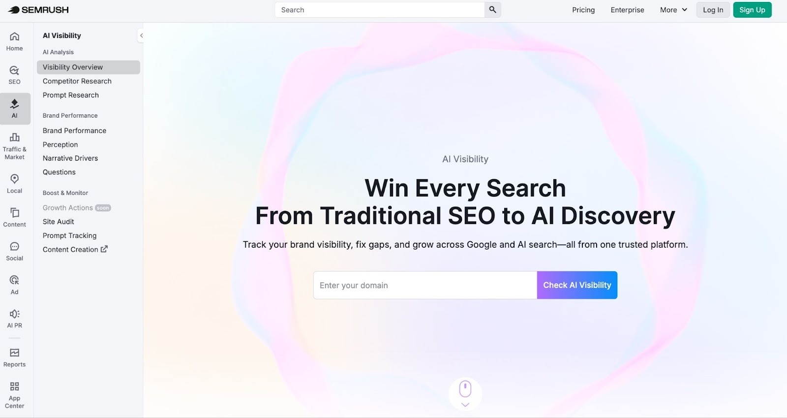 Semrush AI isibility home page 
