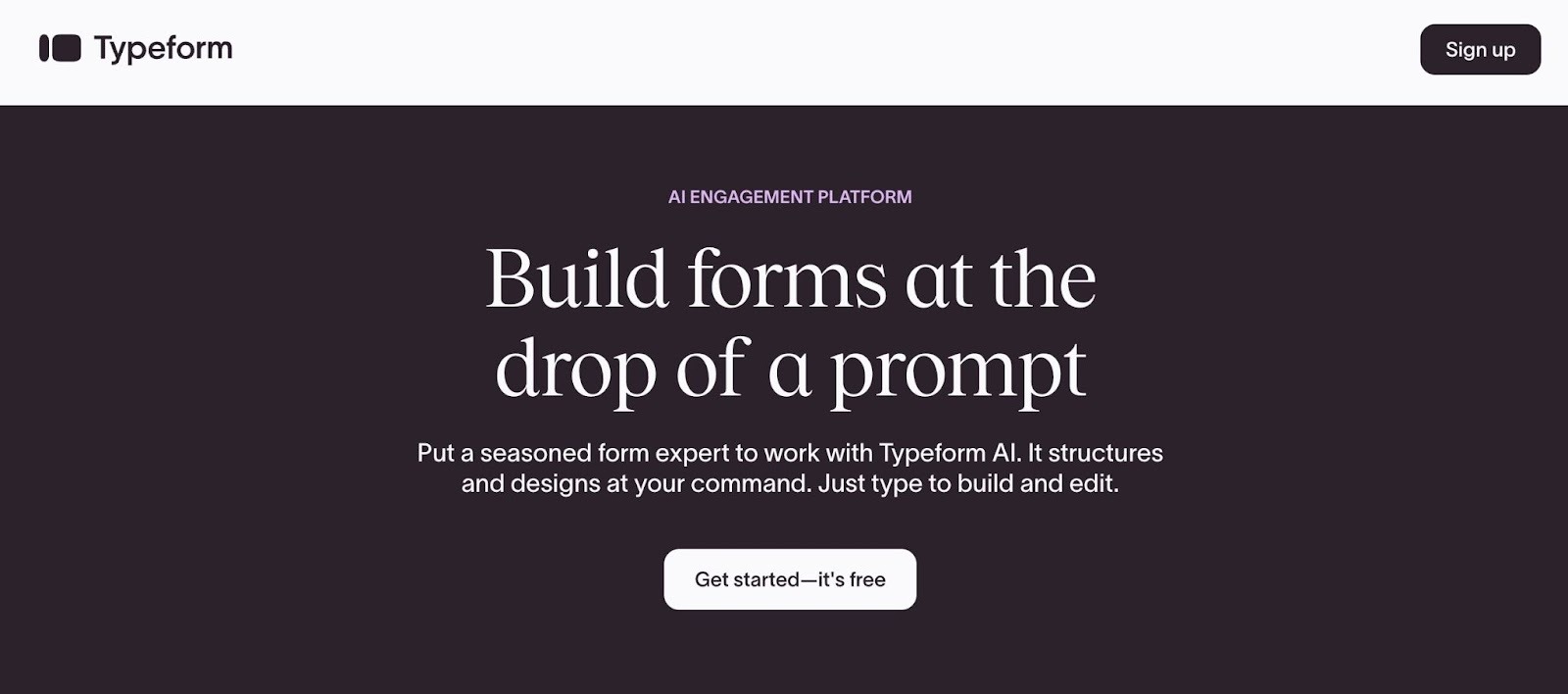 Typeform home page