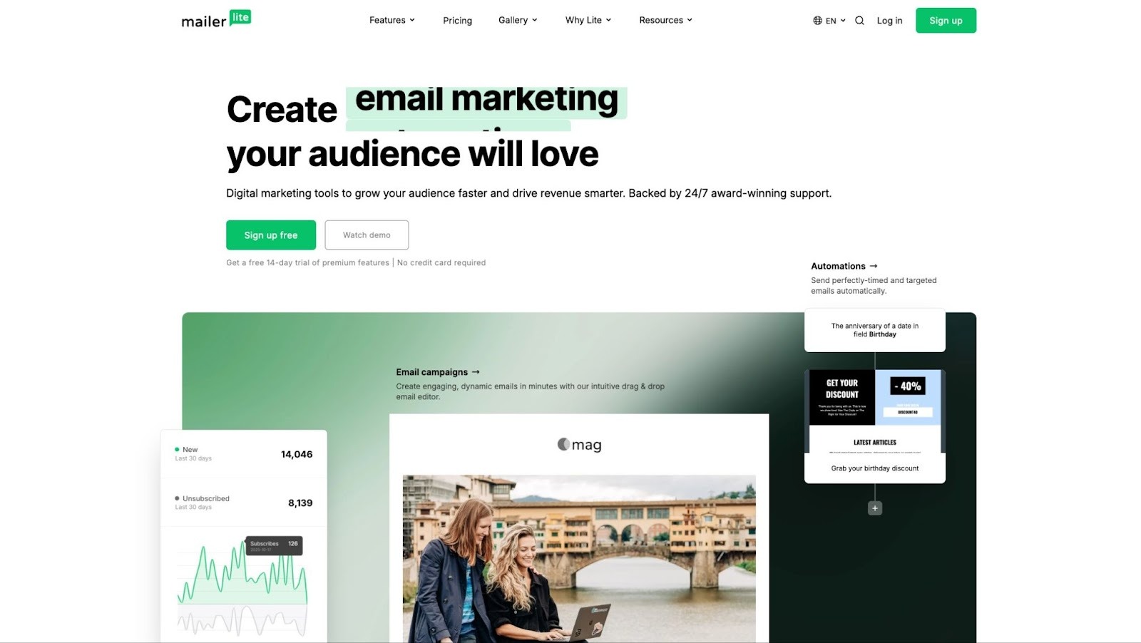 MailerLite home page
