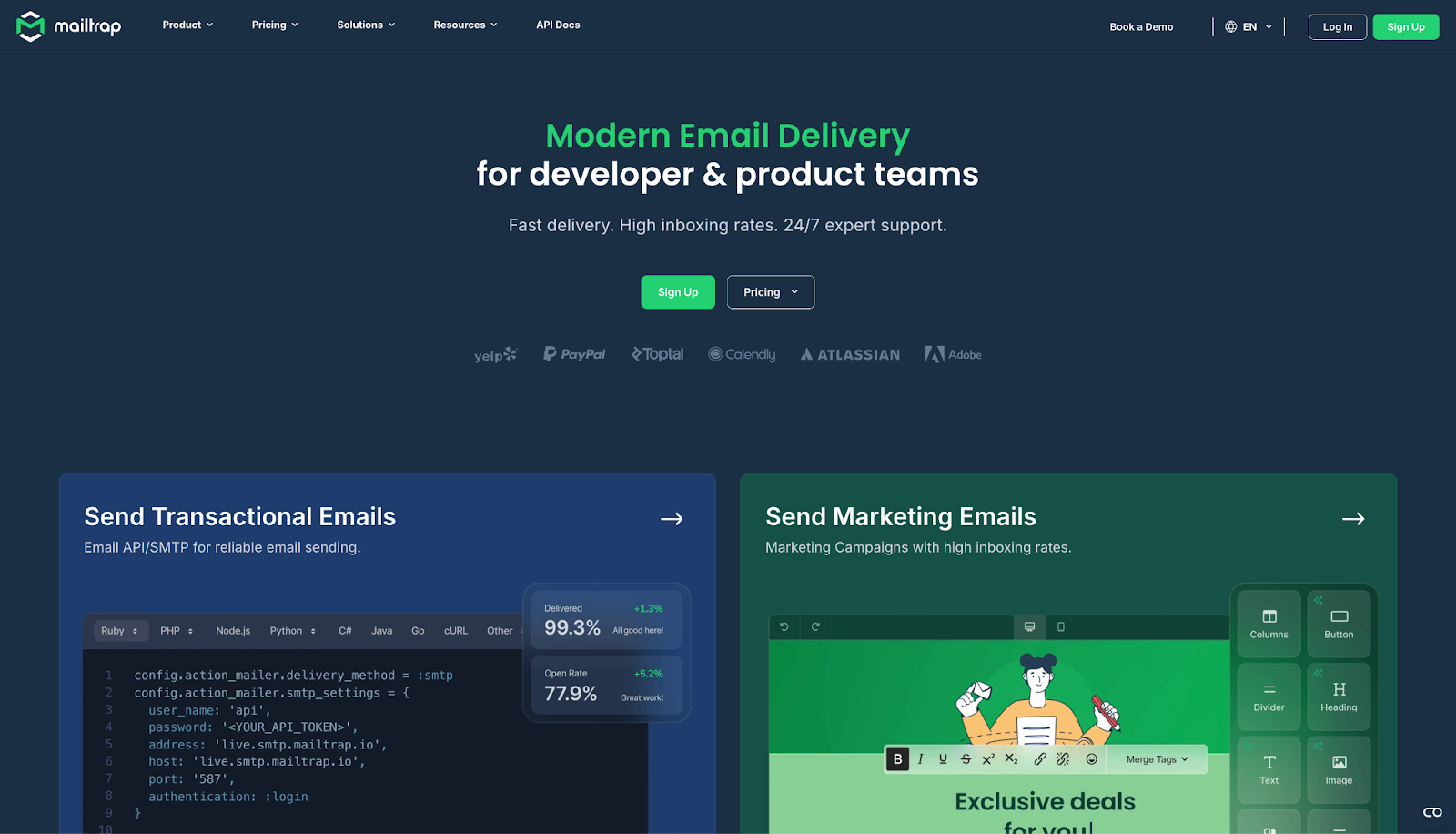Mailtrap - Best for Deliverability & Developer Experience