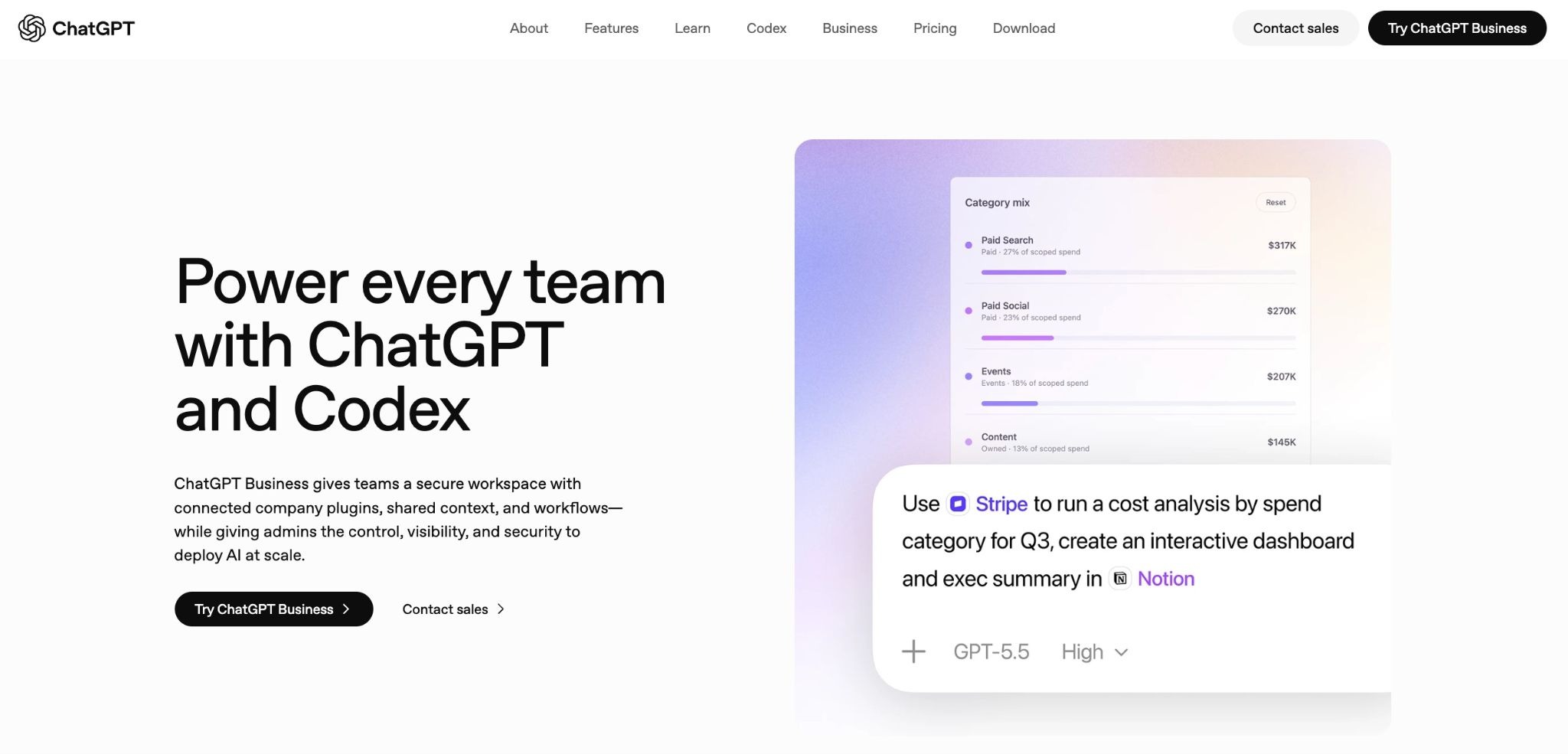 ChatGPT homepage