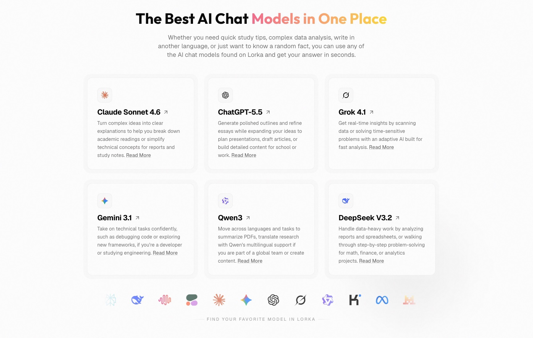 Lorka AI chat models