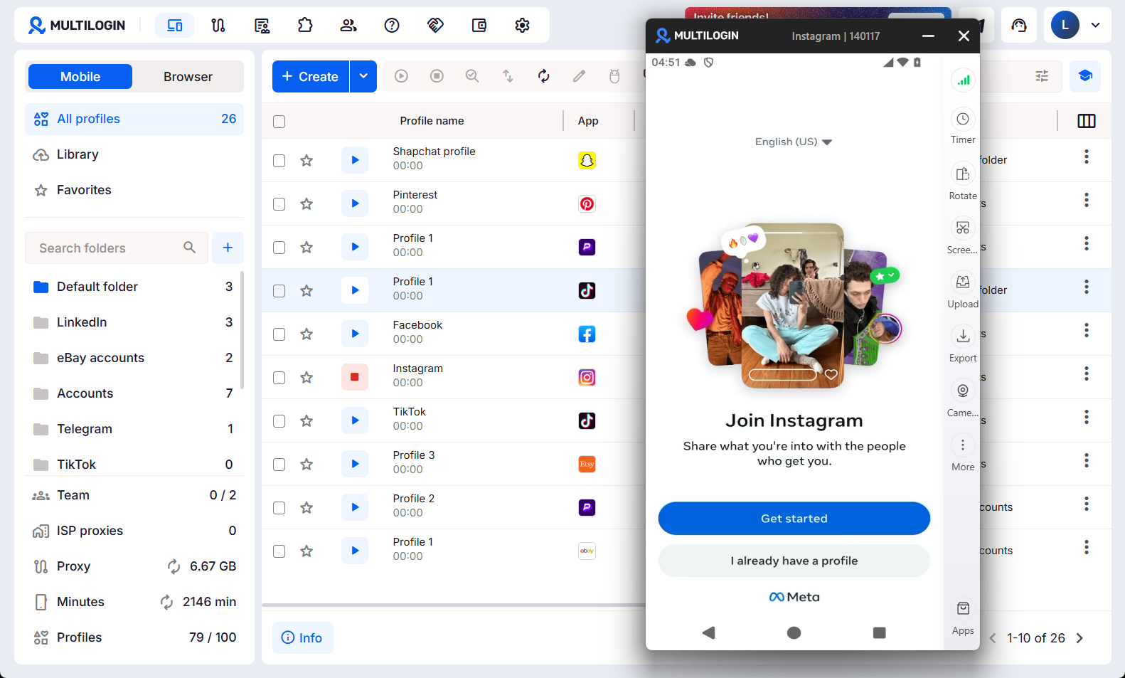 Multilogin cloud phones for managing social media accounts