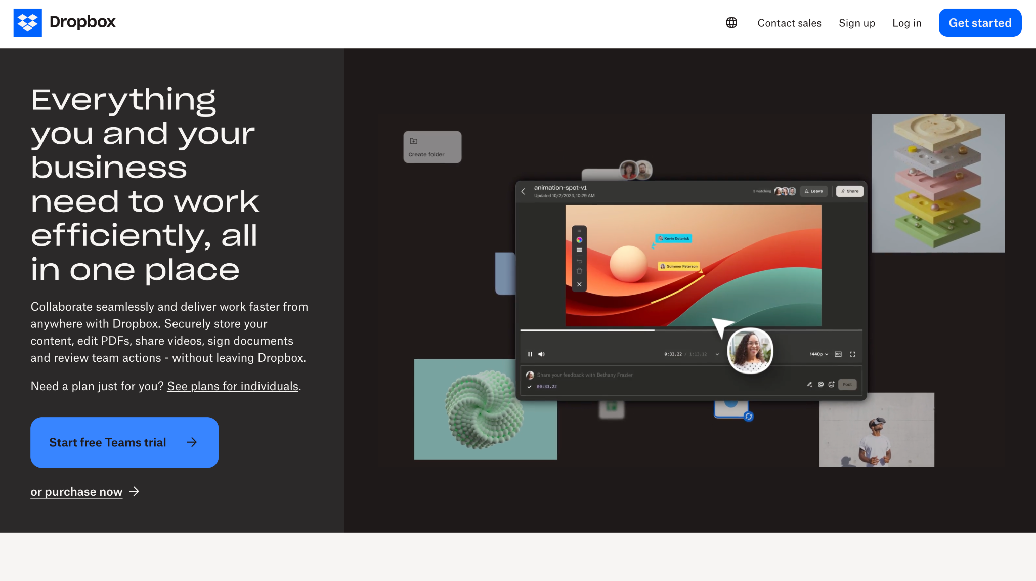 Dropbox Business page