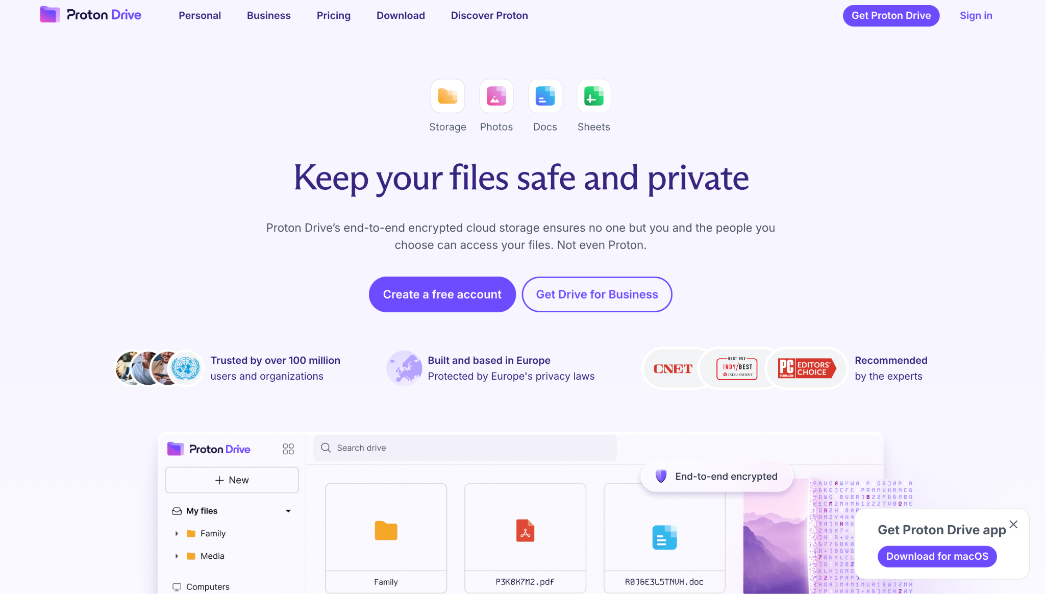 Proton Drive by Proton Mail page