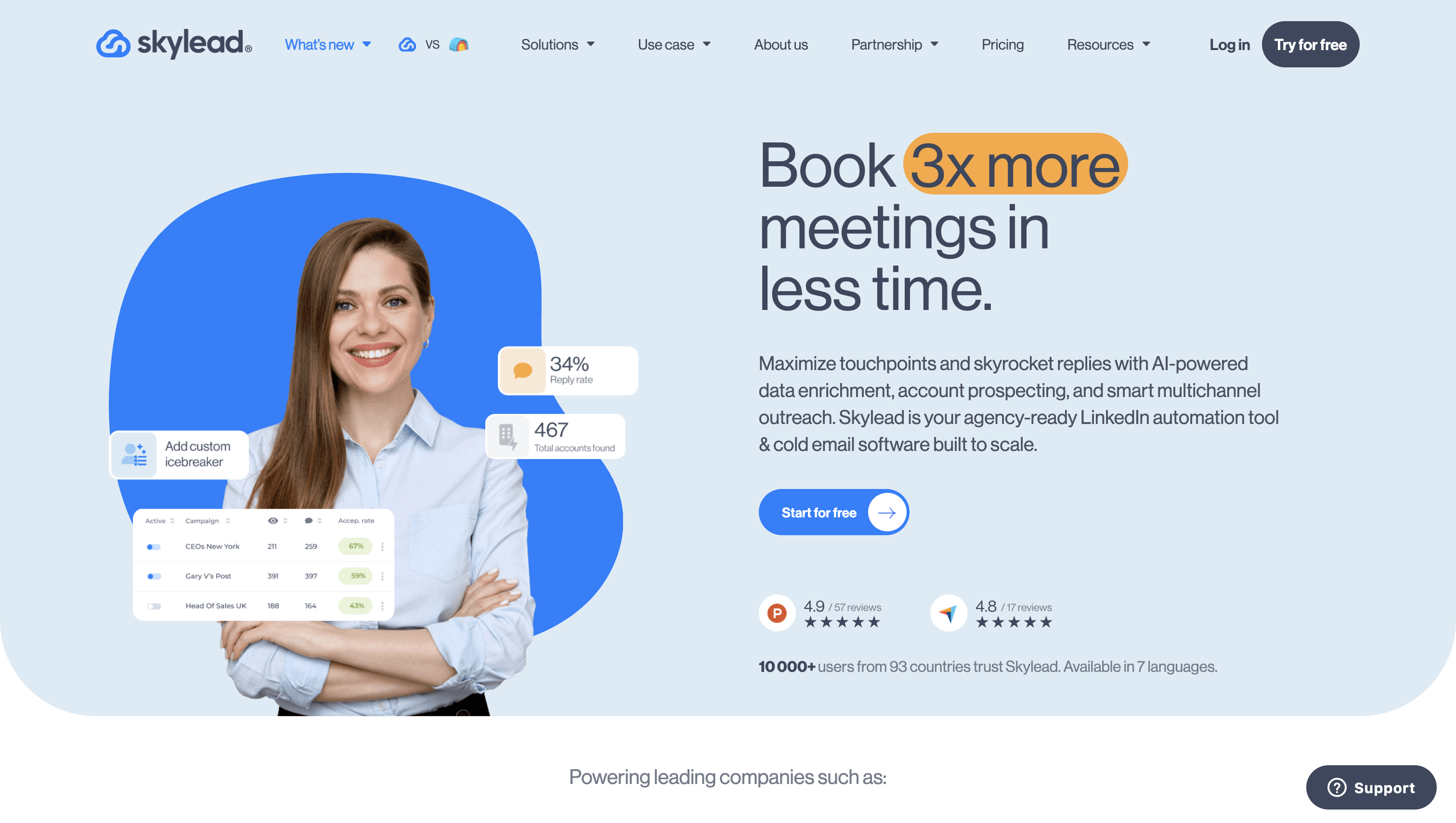 b2b prospecting software, skylead